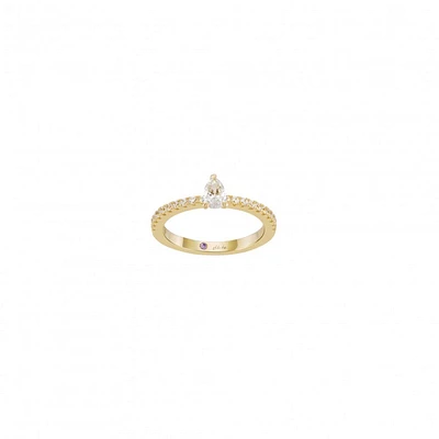 Anel Mia Rose Drop Solitaire Dourado