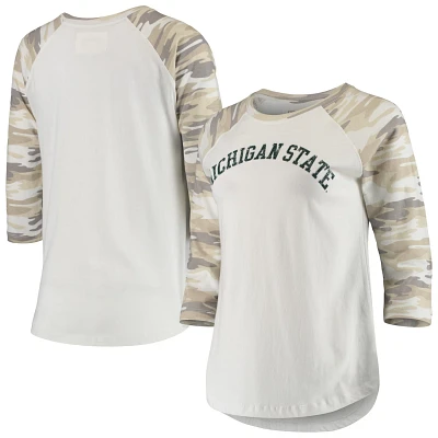 /Camo Michigan State Spartans Boyfriend Baseball Raglan 3/4-Sleeve T-Shirt
