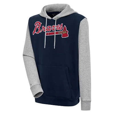 Antigua /Heather Gray Atlanta Braves Victory Pullover Hoodie