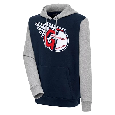 Antigua /Heather Gray Cleveland Guardians Victory Pullover Hoodie