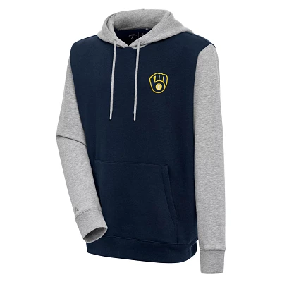 Antigua /Heather Gray Milwaukee Brewers Victory Pullover Hoodie