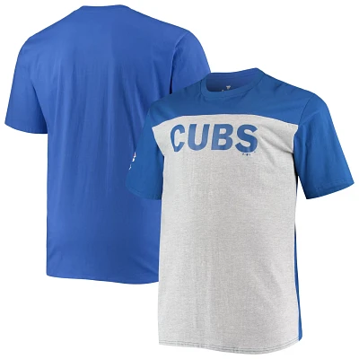 Fanatics Branded /Heathered Gray Chicago Cubs Big  Tall Colorblock T-Shirt