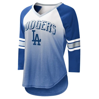 G-III 4Her by Carl Banks /Royal Los Angeles Dodgers Lead-Off Raglan 3/4-Sleeve V-Neck T-Shirt