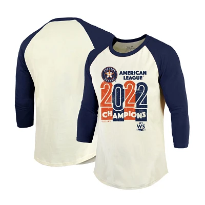 Majestic Threads /Navy Houston Astros 2022 American League Champions Yearbook Tri-Blend 3/4 Raglan Sleeve T-Shirt
