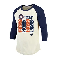 Majestic Threads /Navy Houston Astros 2022 American League Champions Yearbook Tri-Blend 3/4 Raglan Sleeve T-Shirt