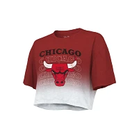 Majestic Threads /White Chicago Bulls Repeat Dip-Dye Cropped T-Shirt