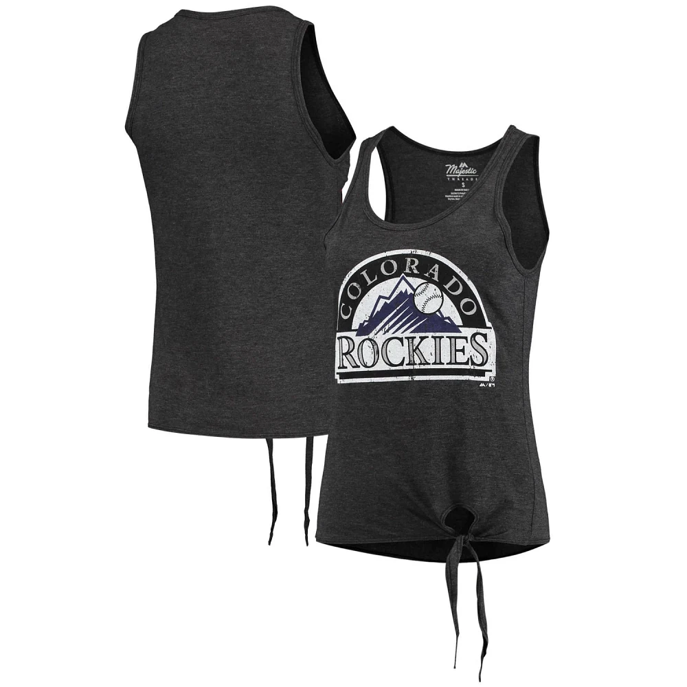 Majestic Threads Colorado Rockies Scoop Neck Racerback Side Tie Tri-Blend Tank Top