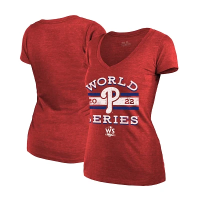 Majestic Threads Philadelphia Phillies 2022 World Series Modest V-Neck T-Shirt