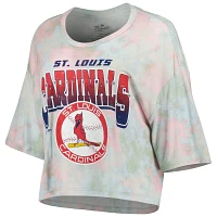 Majestic Threads St Louis Cardinals Cooperstown Collection Tie-Dye Boxy Cropped Tri-Blend T-Shirt                               