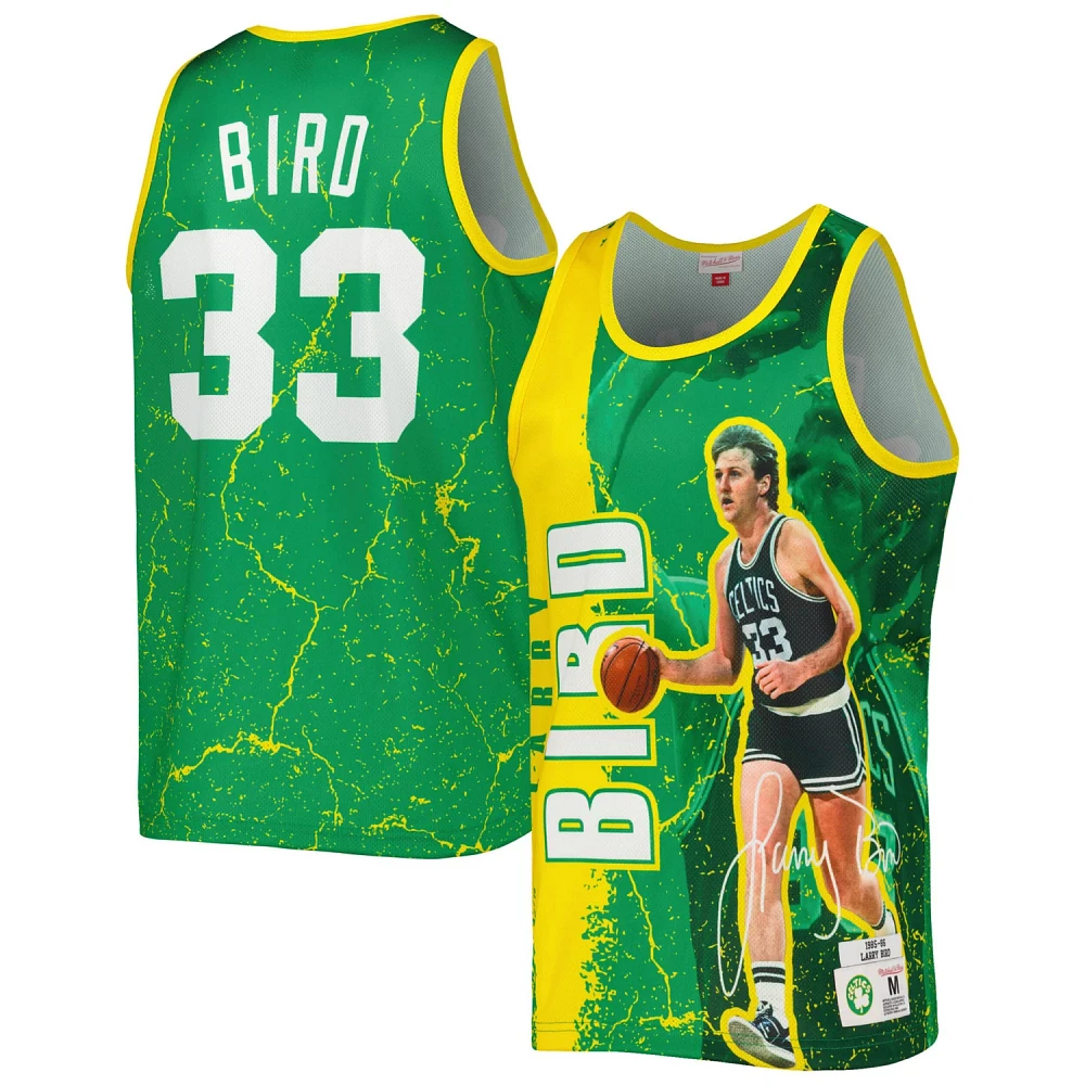 Mitchell  Ness Larry Bird Kelly Boston Celtics 1985-86 Hardwood Classics Player Burst Tank Top