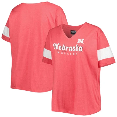 Nebraska Huskers Plus Size Give it All V-Neck T-Shirt                                                                           