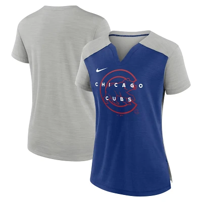 Nike /Royal Chicago Cubs Slub Performance V-Neck Boxy T-Shirt                                                                   