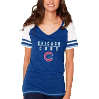 Soft as a Grape Chicago Cubs Color Block V-Neck T-Shirt