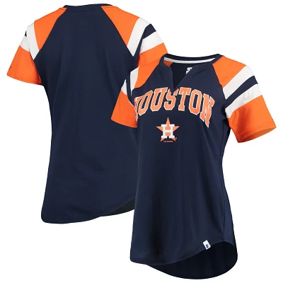 Starter /Orange Houston Astros Game On Notch Neck Raglan T-Shirt