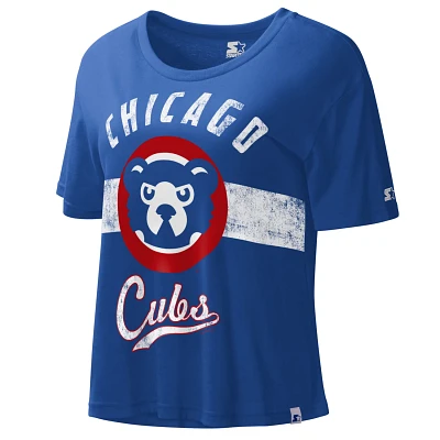 Starter Chicago Cubs Cooperstown Collection Record Setter Crop Top