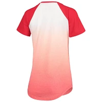 Touch /Scarlet Nebraska Huskers Shortstop Ombre Raglan Tri-Blend V-Neck T-Shirt                                                 