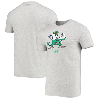 Under Armour Heathered Gray Notre Dame Fighting Irish Mascot Logo Performance Cotton T-Shirt
