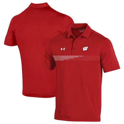 Under Armour Wisconsin Badgers Tee To Green Stripe Polo
