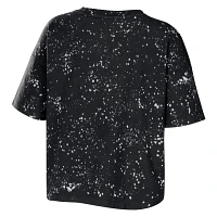 WEAR by Erin Andrews Purdue Boilermakers Bleach Wash Splatter Cropped Notch Neck T-Shirt