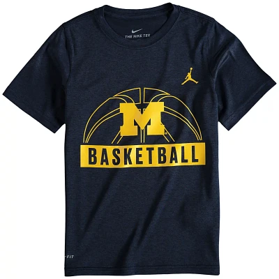 Youth Jordan Brand Michigan Wolverines Basketball and Logo Performance T-Shirt