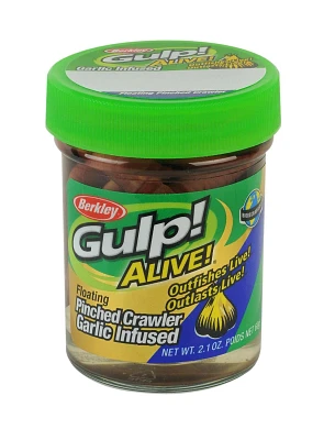 Berkley Gulp! Alive! Floating Pinched Crawler 2 in Nightcrawler Soft Bait Jar                                                   