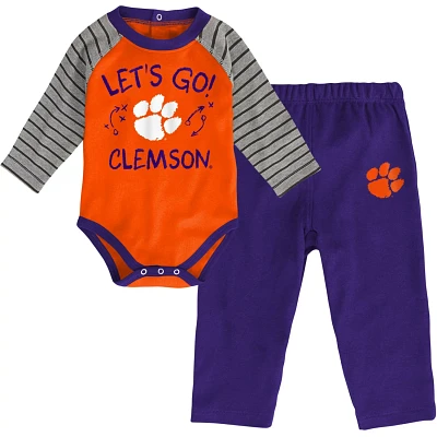 /Purple Clemson Tigers Touchdown 20 Raglan Long Sleeve Bodysuit  Pants Set                                                      