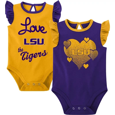 Girls Newborn  /Gold LSU Tigers Spread the Love 2-Pack Bodysuit Set