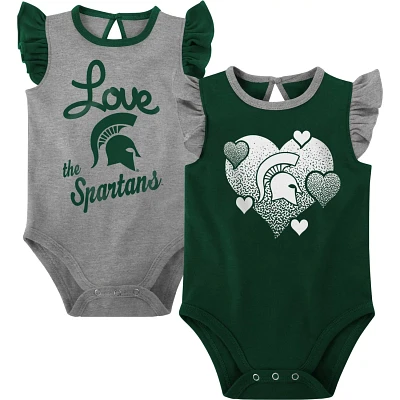 Girls Newborn  /Gray Michigan State Spartans Spread the Love 2-Pack Bodysuit Set