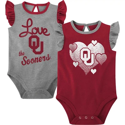 Girls Newborn  /Gray Oklahoma Sooners Spread the Love 2-Pack Bodysuit Set