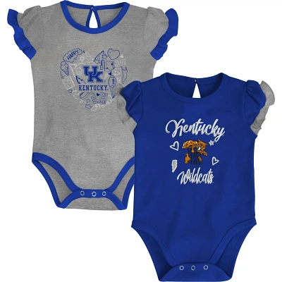 Girls Newborn  /Heather Gray Kentucky Wildcats Too Much Love Two-Piece Bodysuit Set