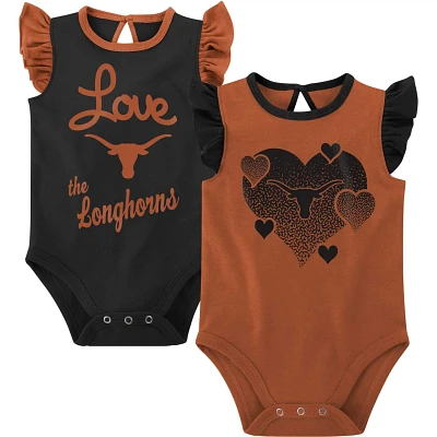 Girls Newborn  Burnt /Black Texas Longhorns Spread the Love 2-Pack Bodysuit Set