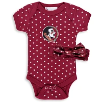 Girls Newborn  Florida State Seminoles Hearts Bodysuit and Headband Set