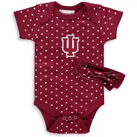 Girls Newborn  Indiana Hoosiers Hearts Bodysuit and Headband Set