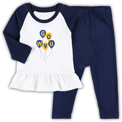 Girls Wes  Willy /Navy West Virginia Mountaineers Balloon Raglan 3/4-Sleeve T-Shirt Leggings Set