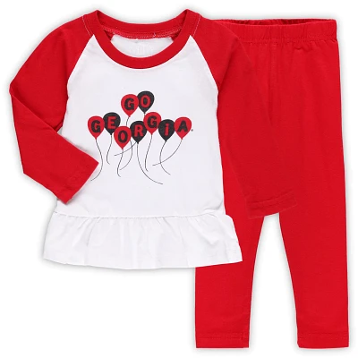 Girls Wes  Willy /White Georgia Bulldogs Balloon Raglan 3/4-Sleeve T-Shirt Leggings Set