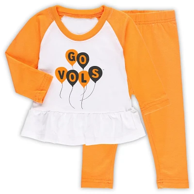 Girls Wes  Willy Tennessee /White Tennessee Volunteers Balloon Raglan 3/4-Sleeve T-Shirt  Leggings Set                          