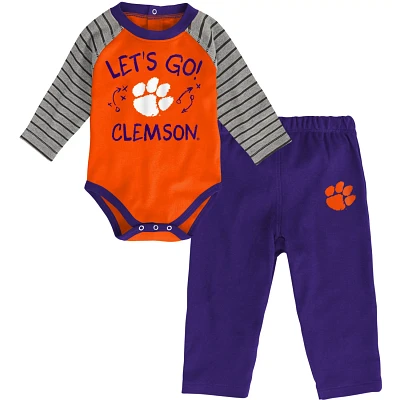 Newborn  /Purple Clemson Tigers Touchdown 20 Raglan Long Sleeve Bodysuit  Pants Set                                             