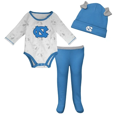 Newborn  Carolina /White North Tar Heels Dream Team Raglan Long Sleeve Bodysuit Hat Pants Set