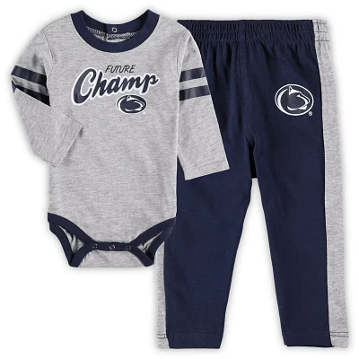 Newborn  Heathered Gray/ Penn State Nittany Lions Little Kicker Long Sleeve Bodysuit  Sweatpants Set                            