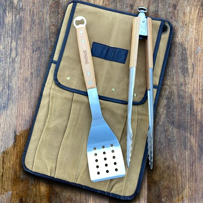 Bayou Classic Canvas Grill Tool Bag With Spatula and Tongs                                                                      