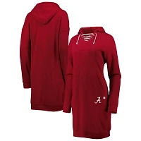 Touch Crimson Alabama Crimson Tide Quick Pass Lace-Up V-Neck Hoodie Dress                                                       