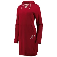 Touch Crimson Alabama Crimson Tide Quick Pass Lace-Up V-Neck Hoodie Dress                                                       