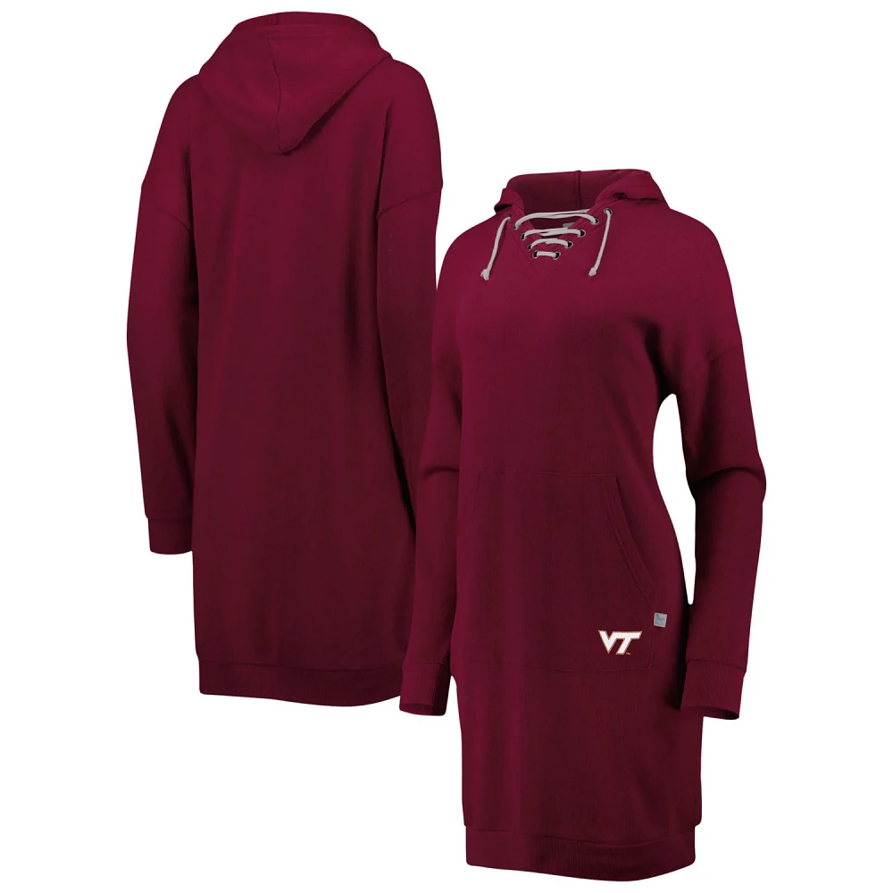 Touch Virginia Tech Hokies Quick Pass Lace-Up V-Neck Hoodie Dress                                                               