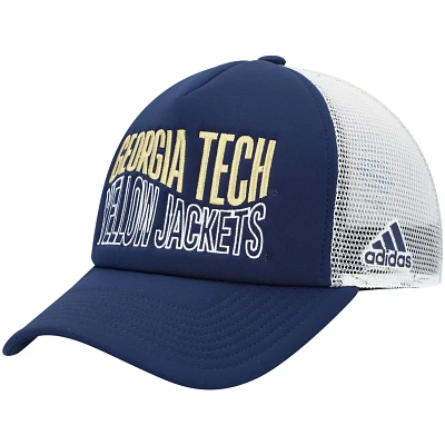 adidas /White Georgia Tech Yellow Jackets Wave Foam Trucker Snapback Hat                                                        