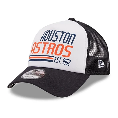New Era /Navy Houston Astros Stacked A-Frame Trucker 9FORTY Adjustable Hat