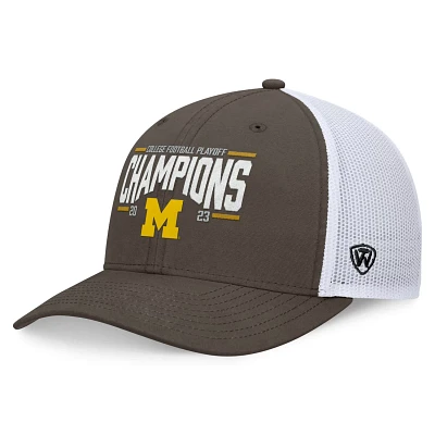 Top of the World Heather Michigan Wolverines College Football Playoff 2023 National Champions Structured Trucker Adjustable Hat 