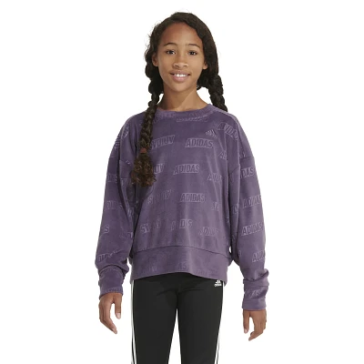 adidas Girls' Velour Crewneck Pullover                                                                                          