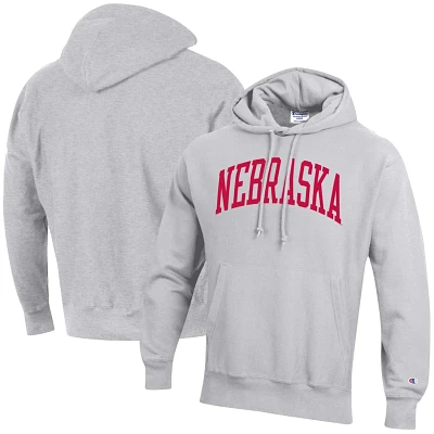 Champion Heathered Gray Nebraska Huskers Big  Tall Reverse Weave Fleece Pullover Hoodie Sweatshirt