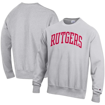 Champion Heathered Gray Rutgers Scarlet Knights Arch Reverse Weave Pullover Sweatshirt