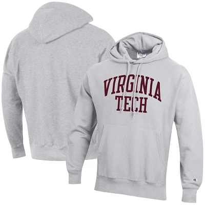 Champion Heathered Gray Virginia Tech Hokies Team Arch Reverse Weave Pullover Hoodie